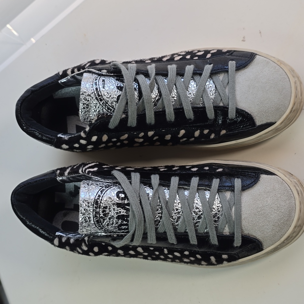 P448 Black and Silver Calf Patterned Sneakers - Picture 2 of 14